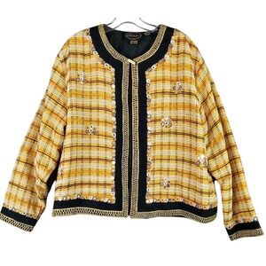 Alex Kim Jacket Golden Black Vintage Old Money Embellished Boho‎ Women's Size L